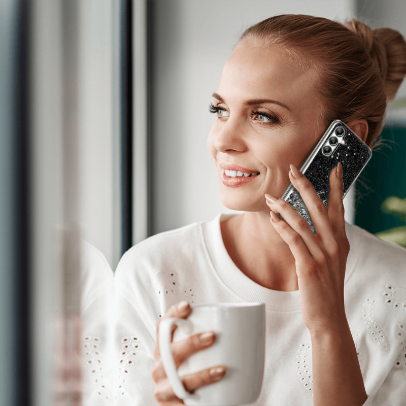 Etui brokat do Samsung Galaxy A54 5G czarne + szkło nakładka na plecki case