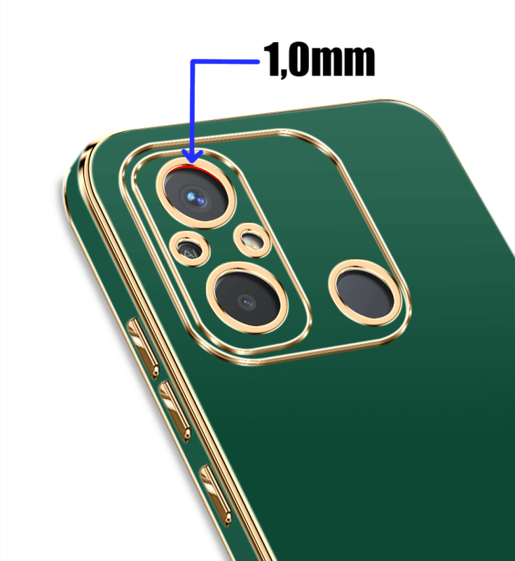 Etui do Xiaomi Redmi 12C ze złotą ramką ring zielone + szkło nakładka na plecki case