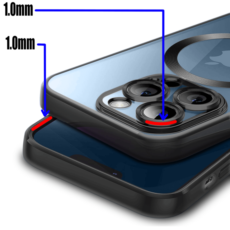 Etui do Iphone 12 Pro MagSafe przeźroczyste z czarną ramką + szkło nakładka na plecki case