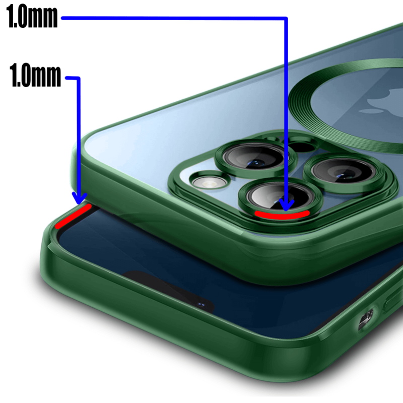 Etui do Iphone 12 Pro MagSafe przeźroczyste z zieloną ramką + szkło nakładka na plecki case