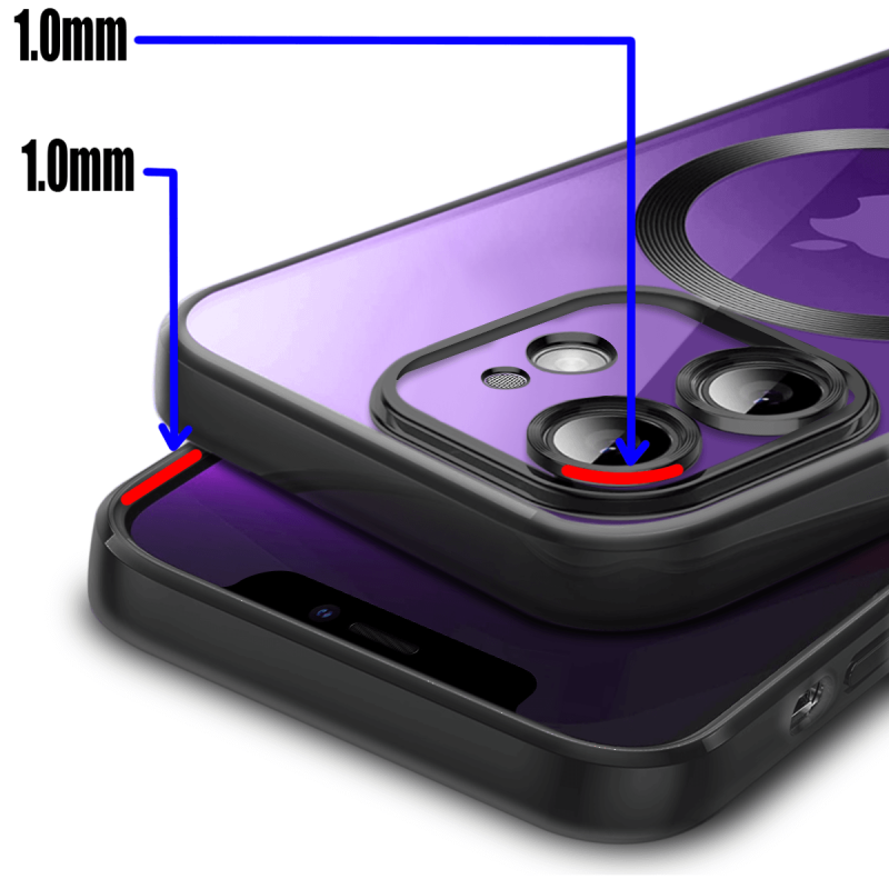 Etui do Iphone 12 MagSafe przeźroczyste z czarna ramką + szkło nakładka na plecki case