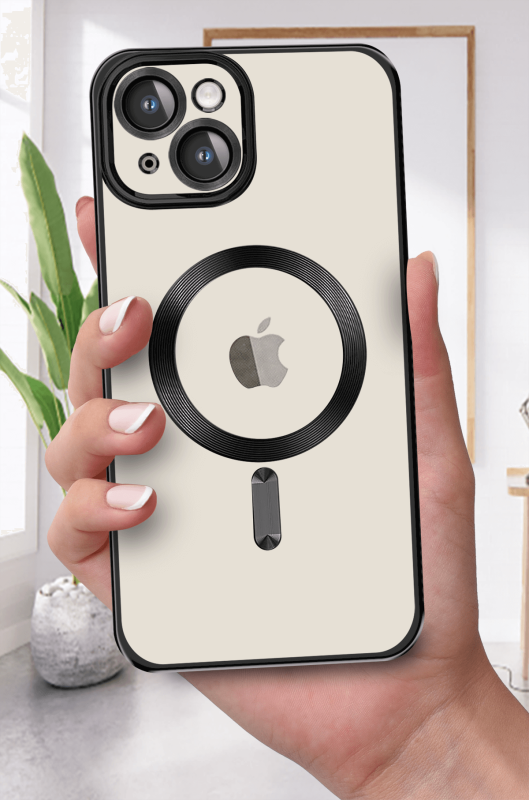 Etui do Iphone 13 / 14 Magsafe Pretty z czarną ramką + szkło nakładka na plecki case
