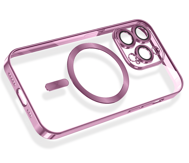 Etui do Iphone 14 Pro Magsafe Pretty z rózową ramką + szkło nakładka na plecki case