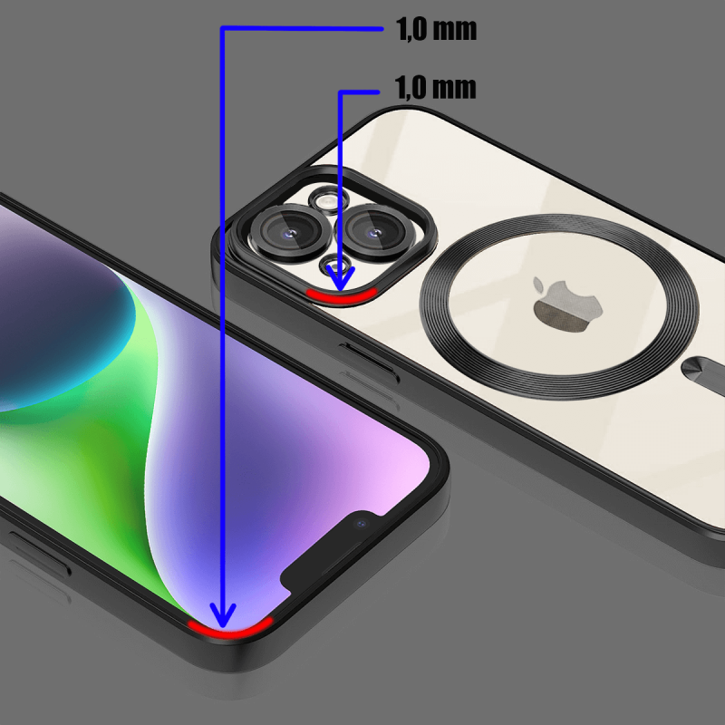 Etui do Iphone 14 plus Magsafe Pretty z czarną ramką + szkło nakładka na plecki case