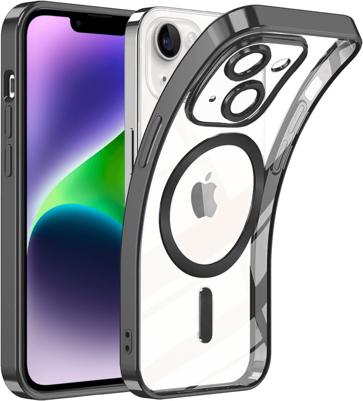 Etui do Iphone 14 plus Magsafe Pretty z czarną ramką + szkło nakładka na plecki case
