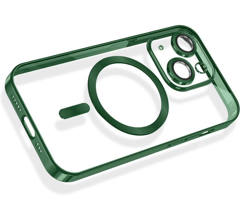 Etui do Iphone 14 Plus Magsafe Pretty z zieloną ramką + szkło nakładka na plecki case