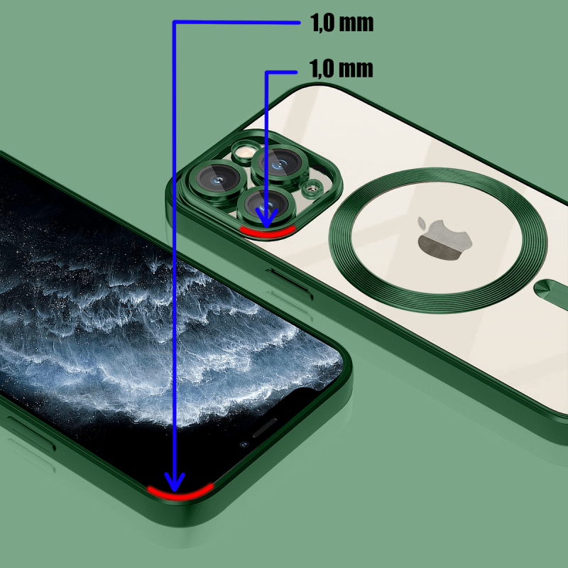 Etui do Iphone 11 Pro Magsafe Pretty z zieloną ramką + szkło nakładka na plecki case