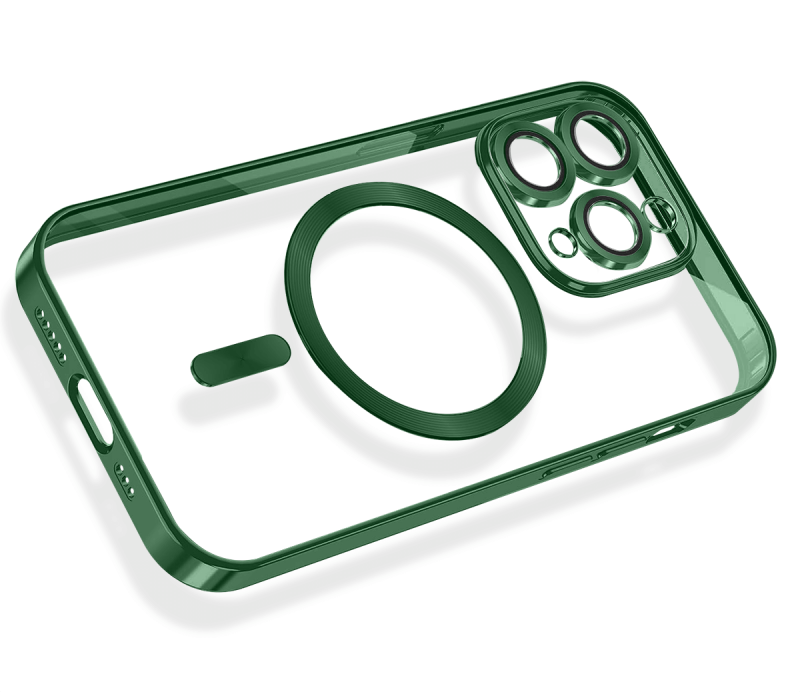 Etui do Iphone 11 Pro Magsafe Pretty z zieloną ramką + szkło nakładka na plecki case