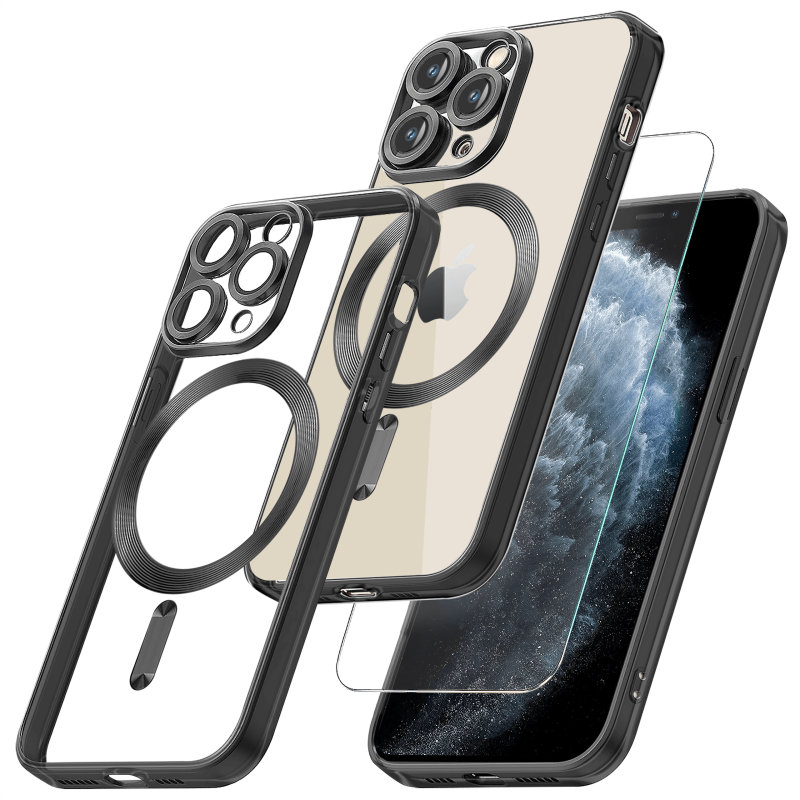 Etui do Iphone 11 Pro Magsafe Pretty z czarną ramką + szkło nakładka na plecki case