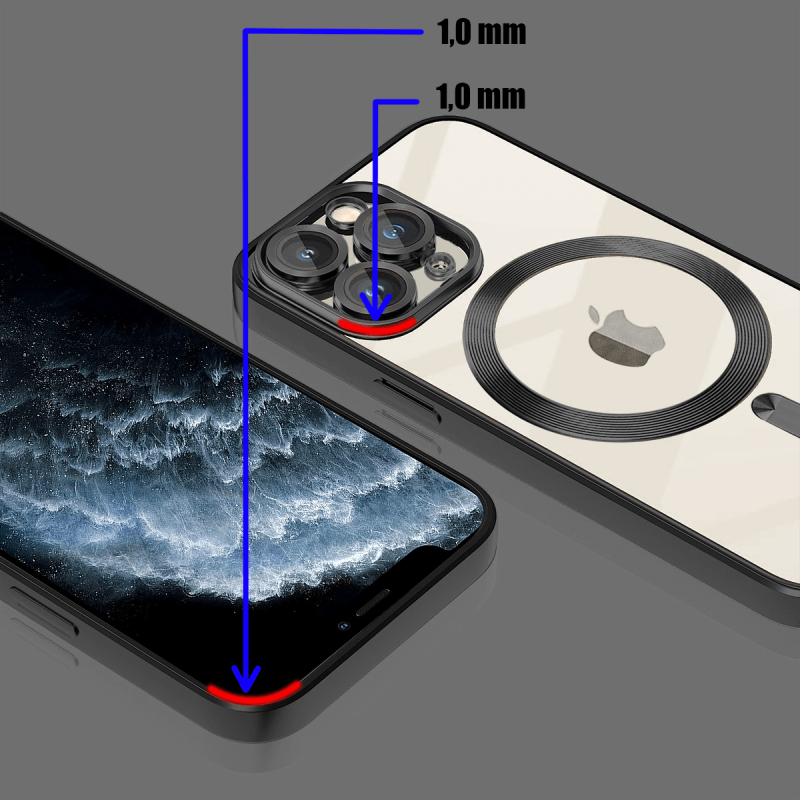 Etui do Iphone 11 Pro Magsafe Pretty z czarną ramką + szkło nakładka na plecki case