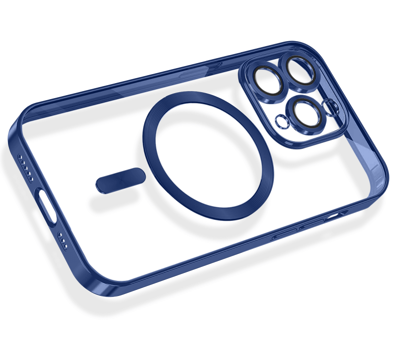 Etui do Iphone 11 Pro Magsafe Pretty z niebieską ramką + szkło nakładka na plecki case