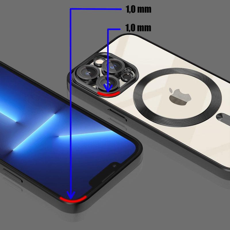Etui do Iphone 13 Pro Magsafe Pretty z czarną ramką + szkło nakładka na plecki case