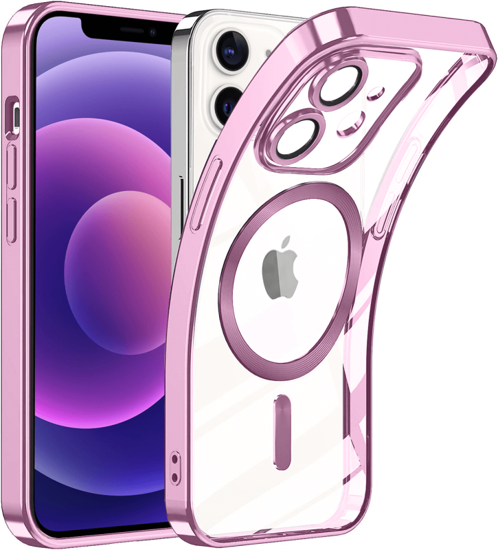 Etui do Iphone 12 Magsafe Pretty z różową ramką + szkło nakładka na plecki case
