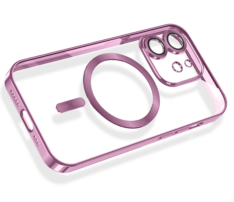 Etui do Iphone 12 Magsafe Pretty z różową ramką + szkło nakładka na plecki case