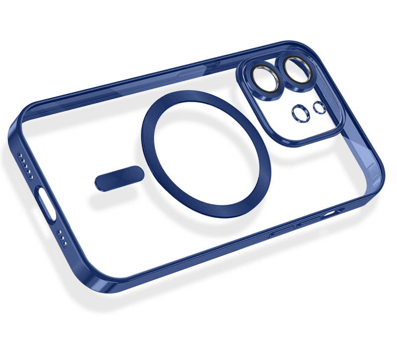 Etui do Iphone 12 Magsafe Pretty z niebieską ramką + szkło nakładka na plecki case