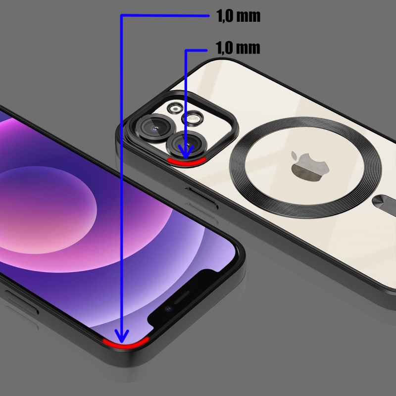 Etui do Iphone 12 Magsafe Pretty z czarną ramką + szkło nakładka na plecki case