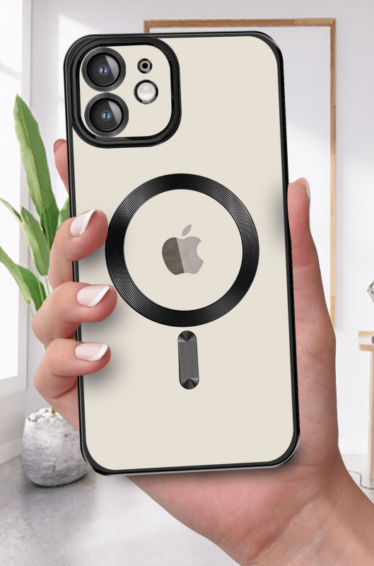 Etui do Iphone 12 Magsafe Pretty z czarną ramką + szkło nakładka na plecki case