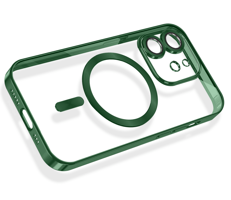 Etui do Iphone 12 Magsafe Pretty z zieloną ramką + szkło nakładka na plecki case