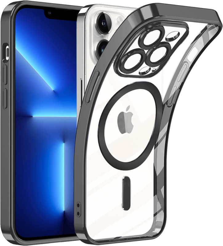 Etui do Iphone 14 Pro Max Magsafe Pretty z czarną ramką + szkło nakładka na plecki case
