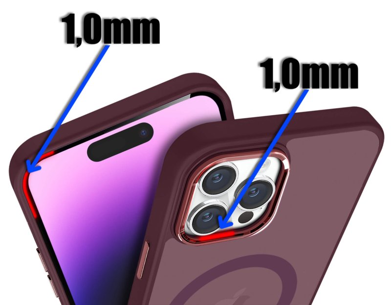 Etui do Iphone 14 Pro Max Magsafe matowe burgundowe + szkło nakładka na plecki case