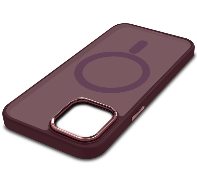 Etui do Iphone 14 Pro Max Magsafe matowe burgundowe + szkło nakładka na plecki case