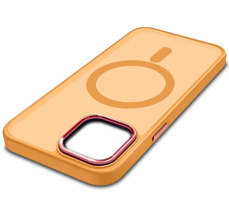 Etui do Iphone 14 Pro Max Magsafe matowe pomarańczowe + szkło nakładka na plecki case