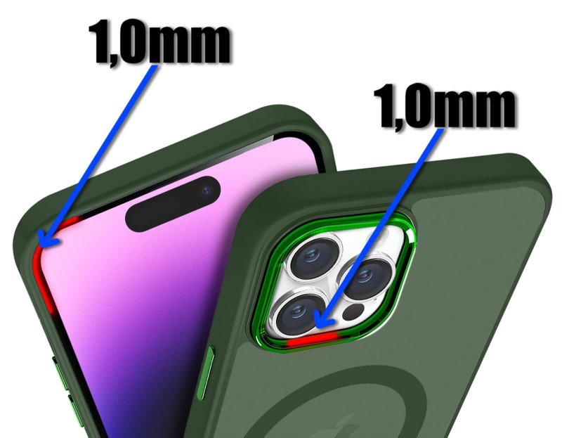 Etui do Iphone 14 Pro Max Magsafe matowe zielone + szkło nakładka na plecki case