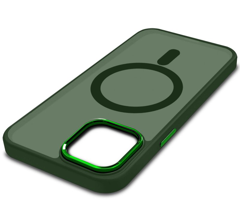 Etui do Iphone 14 Pro Max Magsafe matowe zielone + szkło nakładka na plecki case