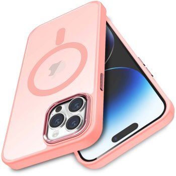 Etui do Iphone 14 Pro Magsafe matowe różowe + szkło