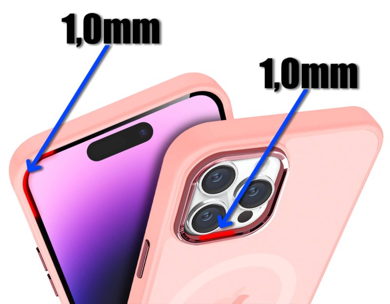 Etui do Iphone 14 Pro Magsafe matowe różowe + szkło nakładka na plecki case