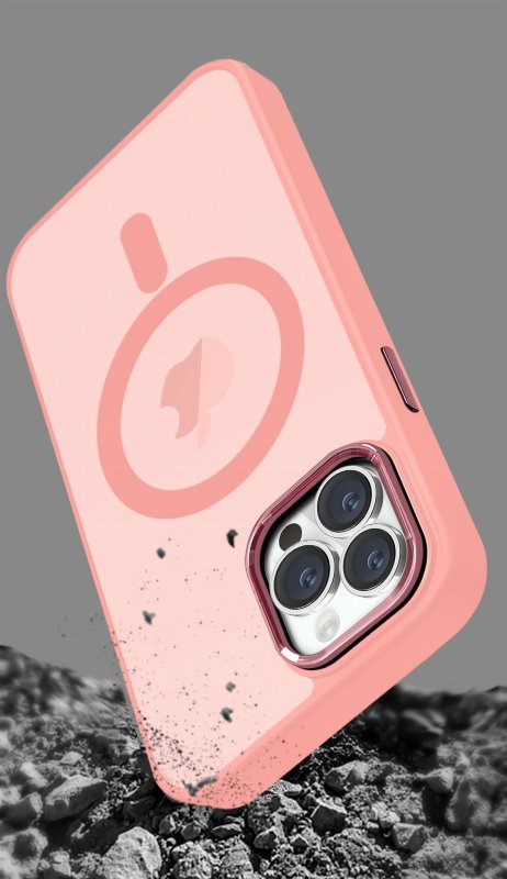Etui do Iphone 14 Pro Magsafe matowe różowe + szkło nakładka na plecki case