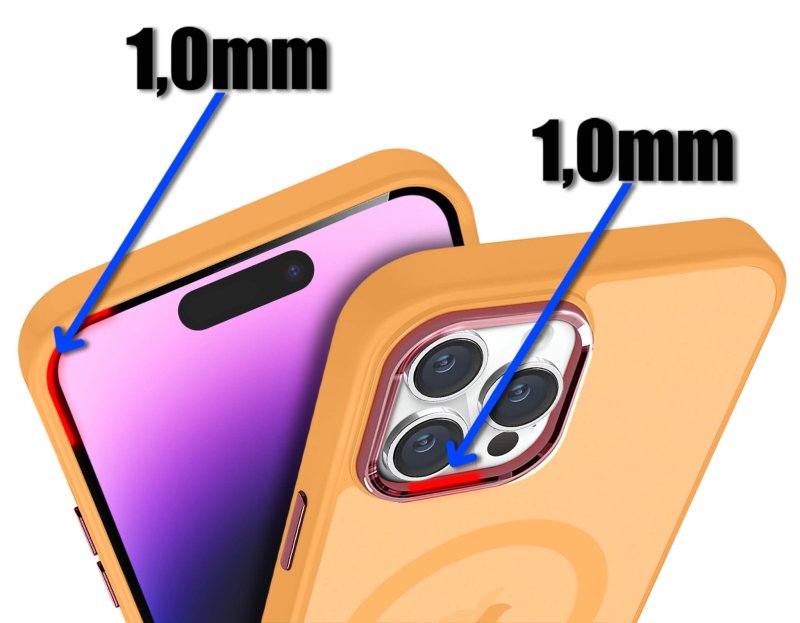 Etui do Iphone 14 Pro Magsafe matowe pomarańczowe + szkło nakładka na plecki case