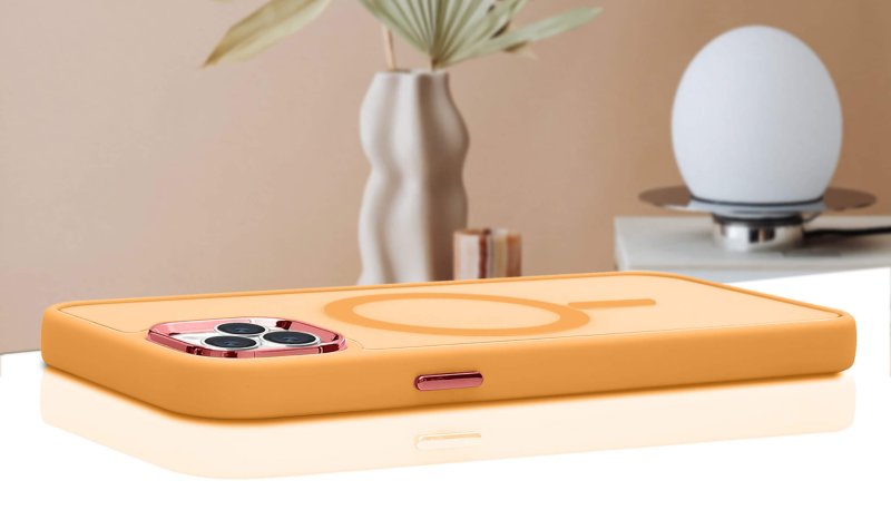 Etui do Iphone 14 Pro Magsafe matowe pomarańczowe + szkło nakładka na plecki case