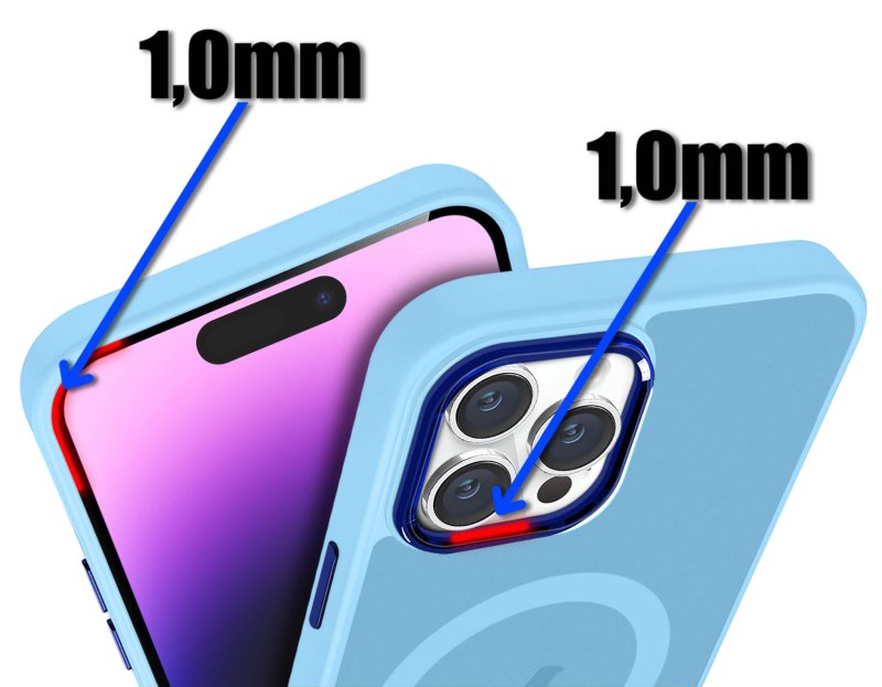 Etui do Iphone 14 Pro Magsafe matowe niebieskie + szkło nakładka na plecki case