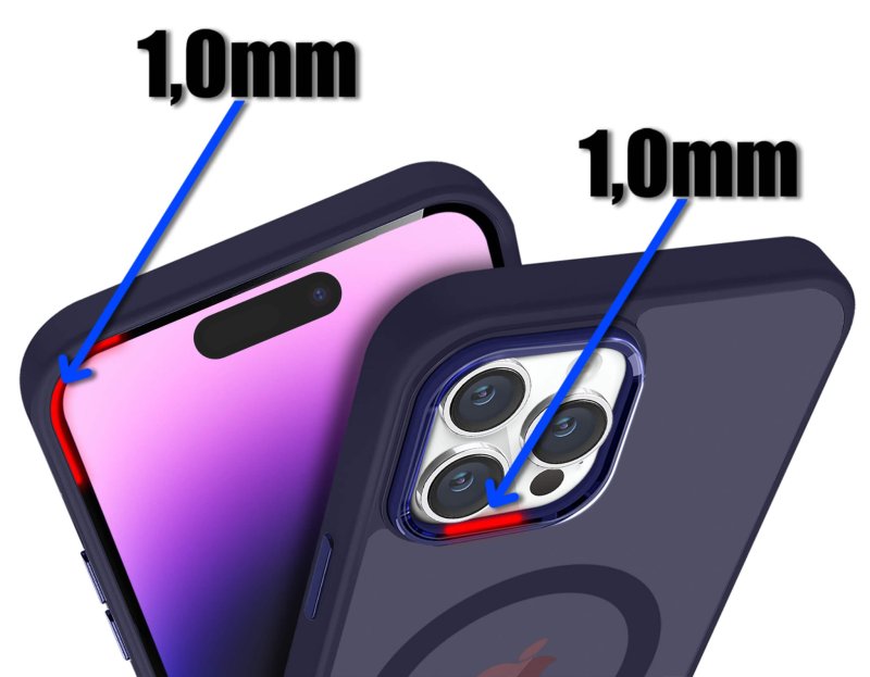 Etui do Iphone 14 Pro Magsafe matowe granatowe + szkło nakładka na plecki case