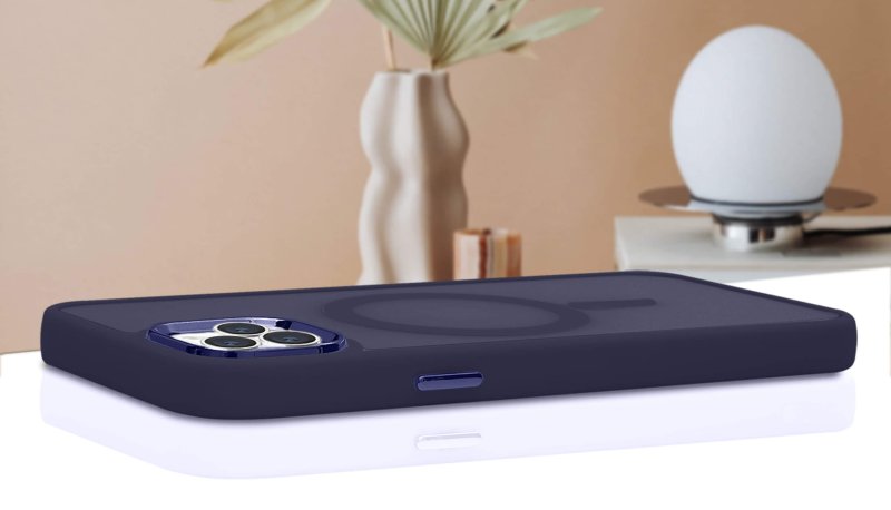 Etui do Iphone 14 Pro Magsafe matowe granatowe + szkło nakładka na plecki case