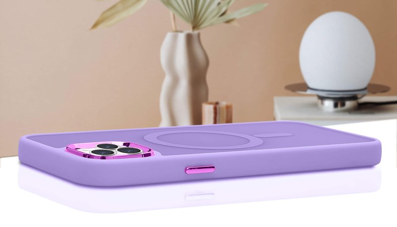 Etui do Iphone 14 Pro Magsafe matowe fioletowe + szkło nakładka na plecki case