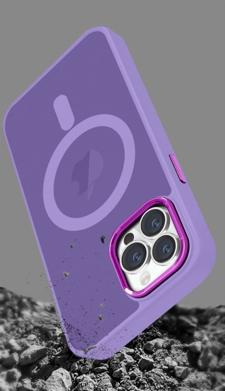 Etui do Iphone 14 Pro Magsafe matowe fioletowe + szkło nakładka na plecki case
