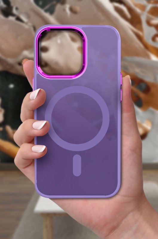 Etui do Iphone 14 Pro Magsafe matowe fioletowe + szkło nakładka na plecki case