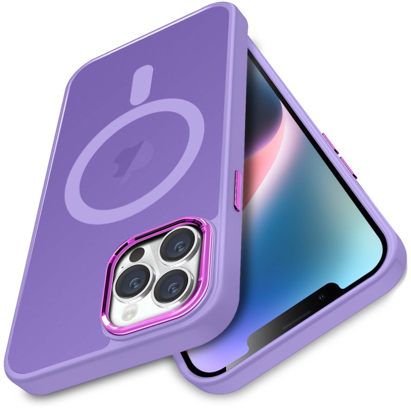Etui do Iphone 13 Pro Magsafe matowe fioletowe + szkło nakładka na plecki case