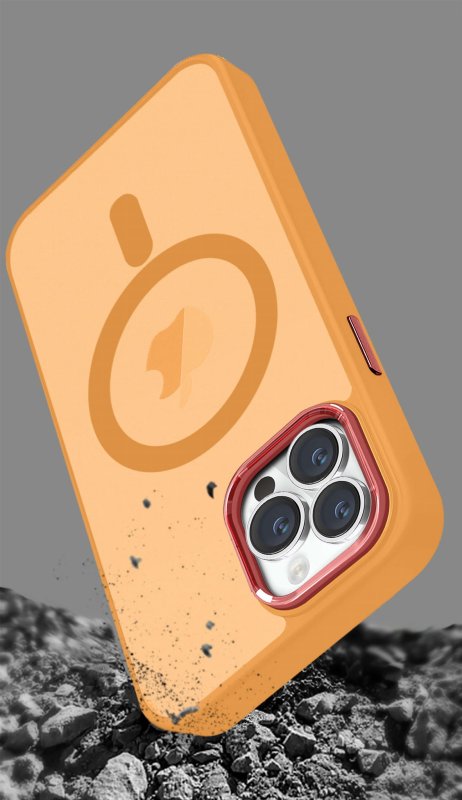 Etui do Iphone 13 Pro Magsafe matowe pomarańczowe + szkło nakładka na plecki case
