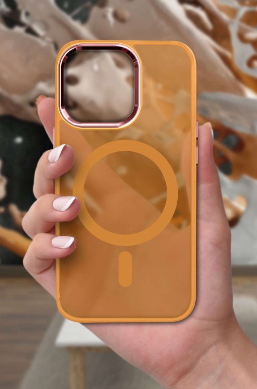 Etui do Iphone 13 Pro Magsafe matowe pomarańczowe + szkło nakładka na plecki case