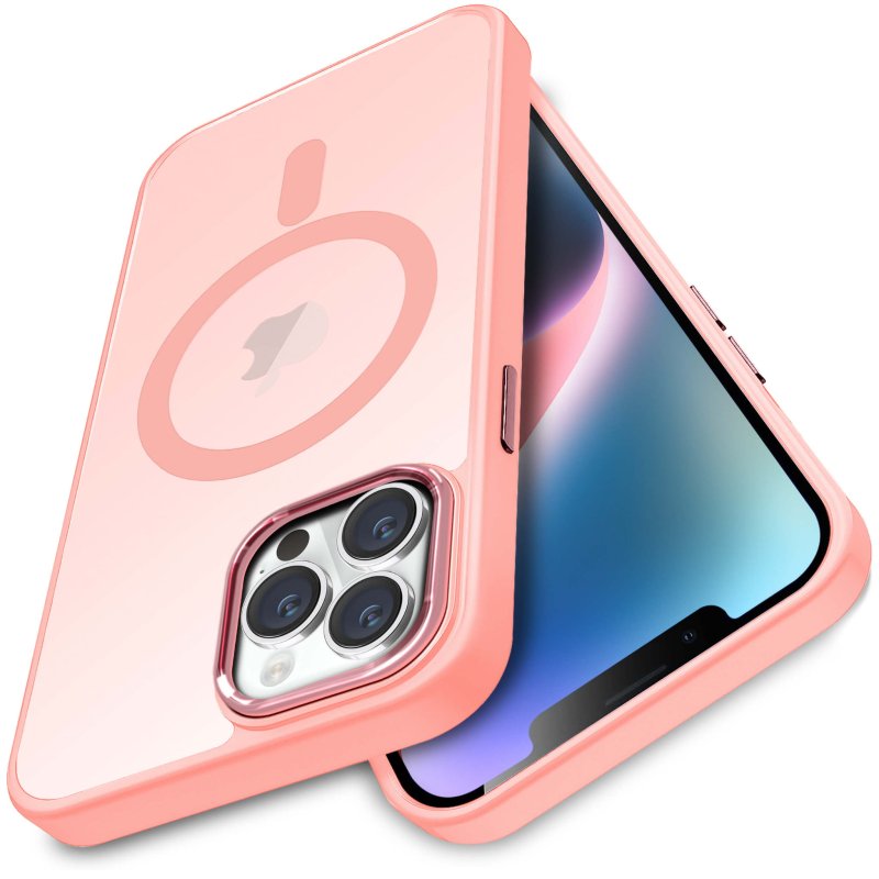 Etui do Iphone 13 Pro Magsafe matowe różowe + szkło nakładka na plecki case