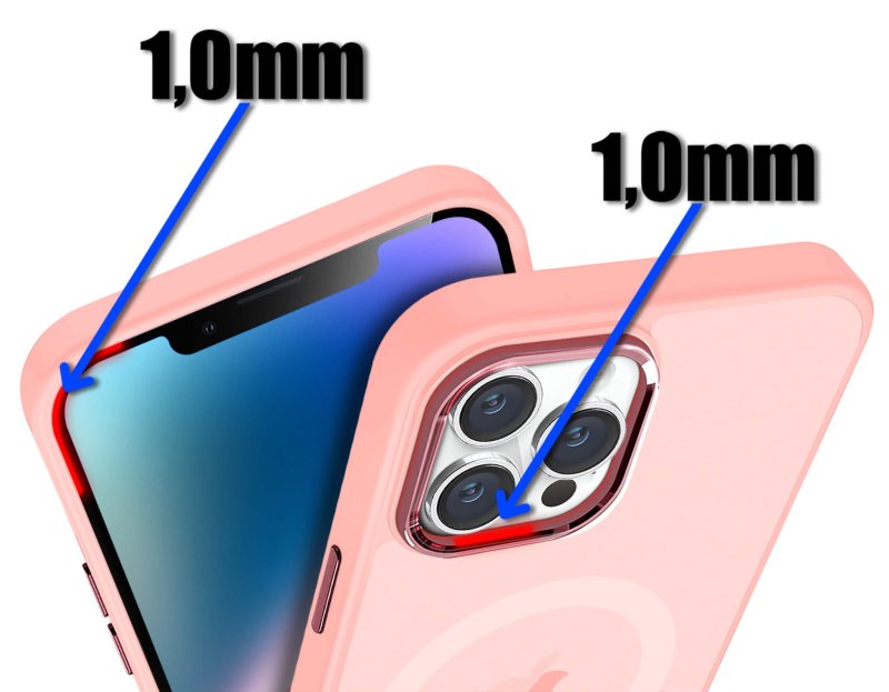 Etui do Iphone 13 Pro Magsafe matowe różowe + szkło nakładka na plecki case