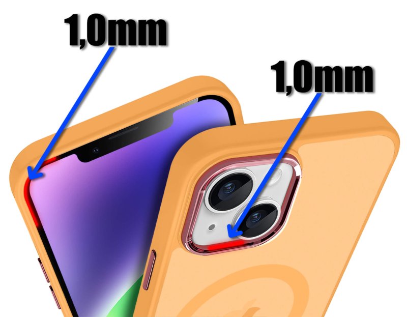Etui do Iphone 14 Plus Magsafe matowe pomarańczowe + szkło nakładka na plecki case