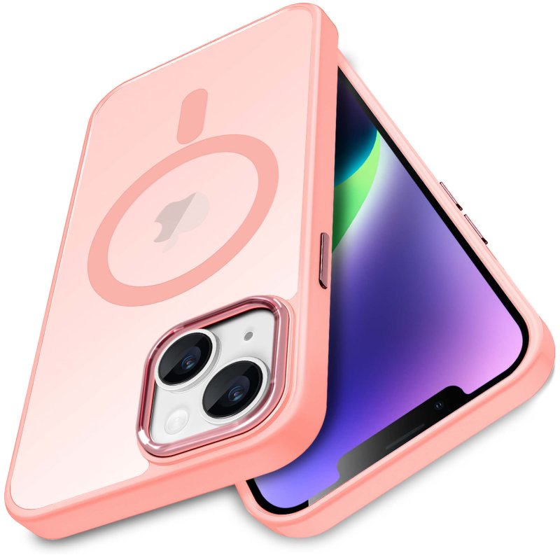 Etui do Iphone 14 Plus Magsafe matowe różowe + szkło nakładka na plecki case