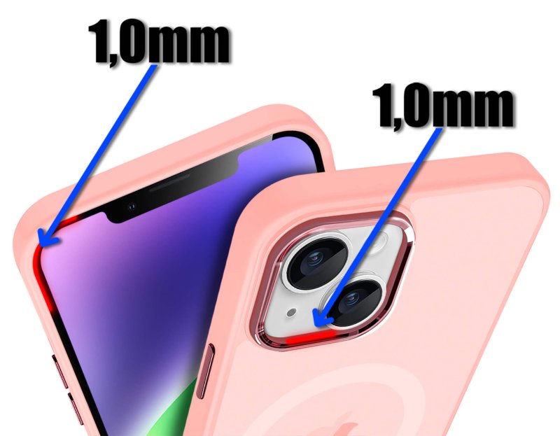 Etui do Iphone 14 Plus Magsafe matowe różowe + szkło nakładka na plecki case