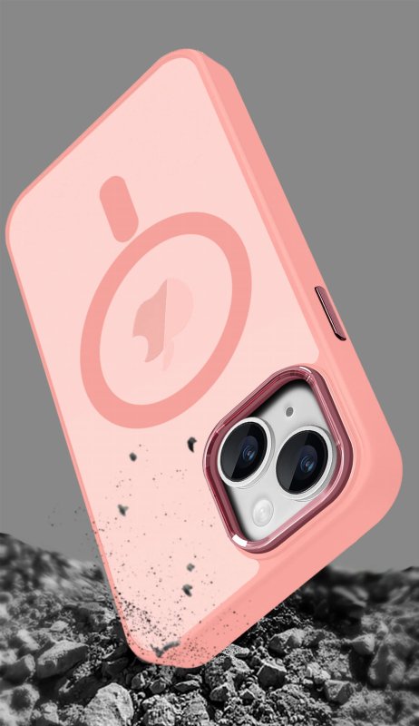 Etui do Iphone 14 Plus Magsafe matowe różowe + szkło nakładka na plecki case