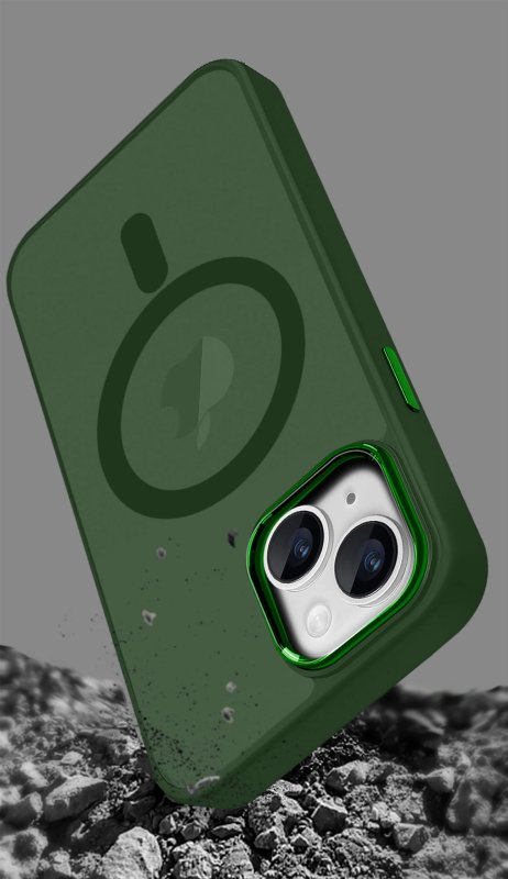 Etui do Iphone 14 Plus Magsafe matowe zielone + szkło nakładka na plecki case