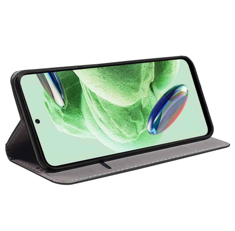 Etui do Xiaomi Redmi Note 12 5G czarne magnetyczne zamykane + szkło pokrowiec kabura case z klapką